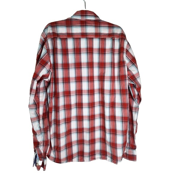 L.O.G.G by H&M Men's Button Up Adult Long Sleeve Shirt White Red Plaid Sz M - Picture 2 of 5